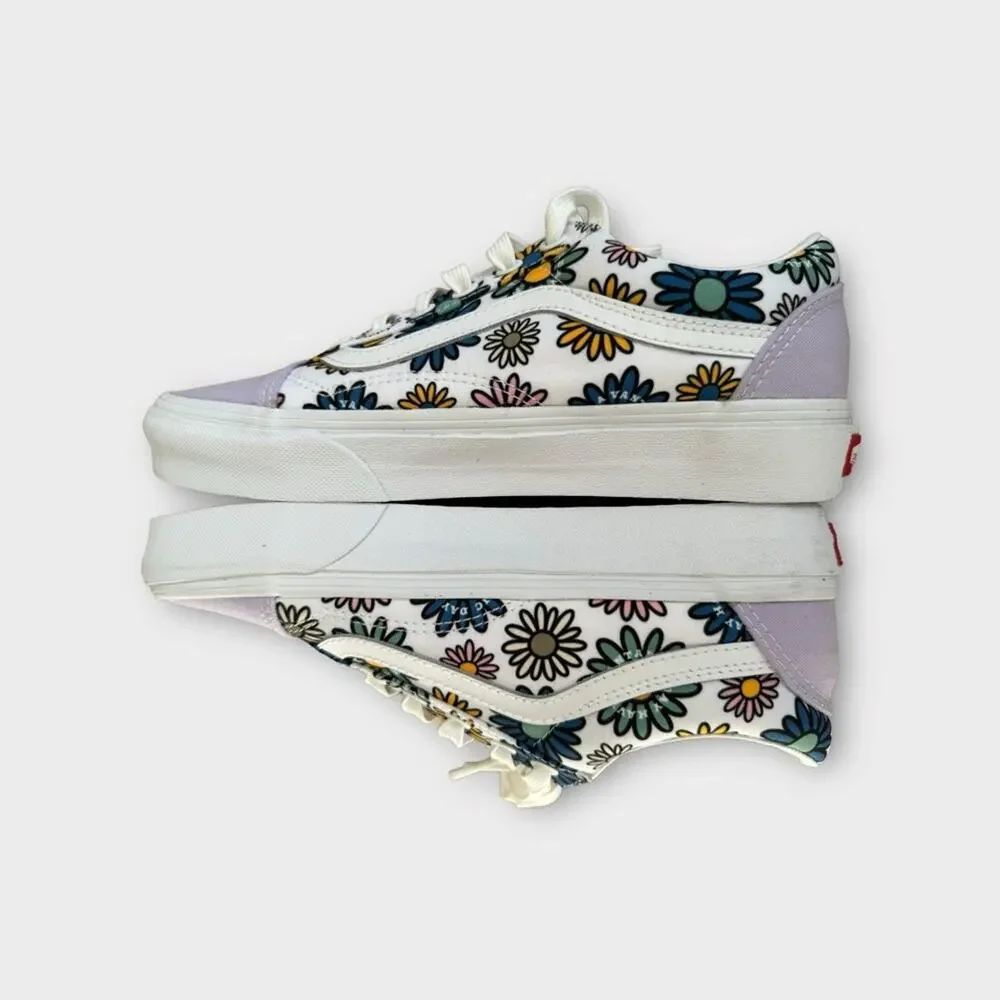 Vans Off The Wall Low Top Sneakers in White/Purple Floral Print, Size 7 - Picture 9 of 12